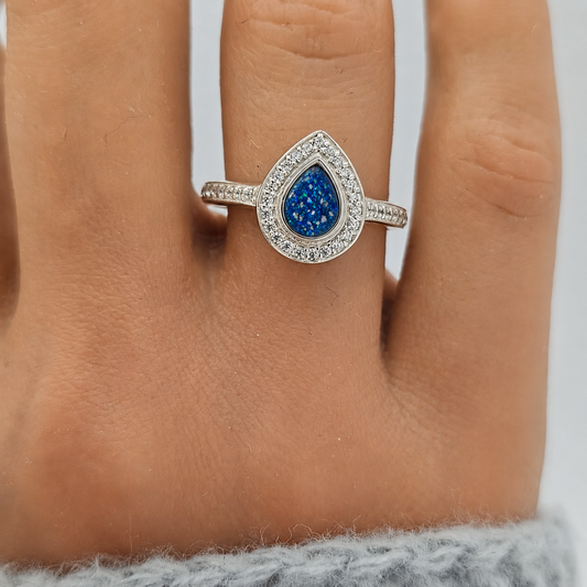 Keepsake Memorial Silver Eternal Light Ashes Ring in Royal Blue - Handcrafted in the UK