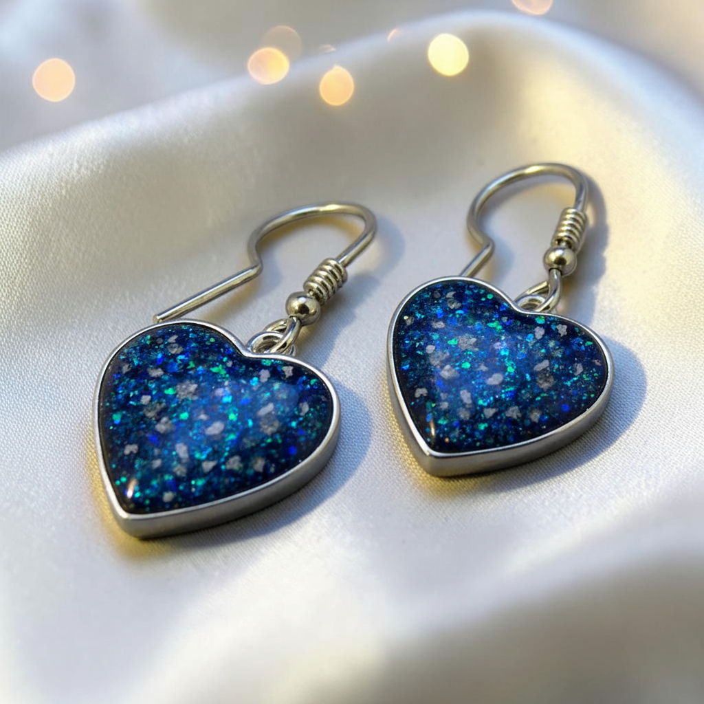 Keepsake Memorial Silver Ladies Heart Ashes Earrings - Whispers Of Love