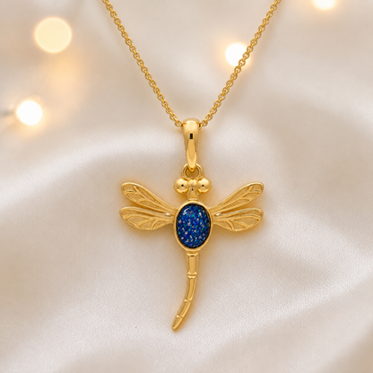 Sapphire Glow Golden Presence 9ct gold pendant, handcrafted in Lancashire UK – by Keepsake Memorial Jewellery