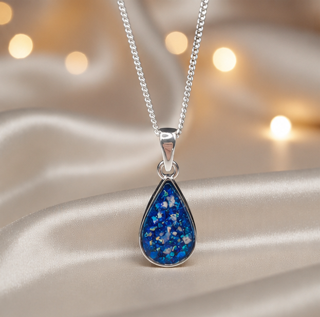 Keepsake Memorial Silver Ladies Teardrop Shape Ashes Pendant - Vega