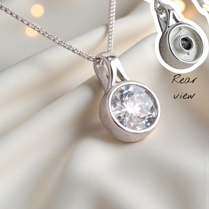 silver round ashes memorial pendant, handcrafted in lancashire