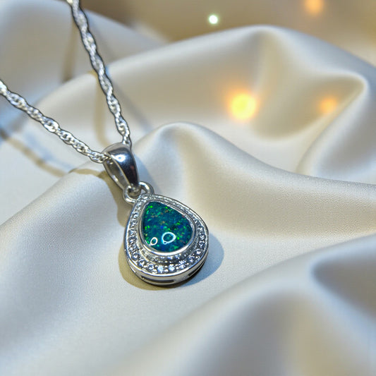 Seraph glow pear shaped ashes pendant with CZ, handcrafted in Lancashire UK