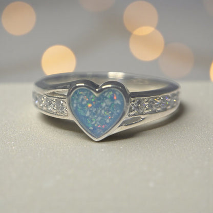 Serenity Ring — silver heart CZ ashes memorial ring, handcrafted in Lancashire, UK
