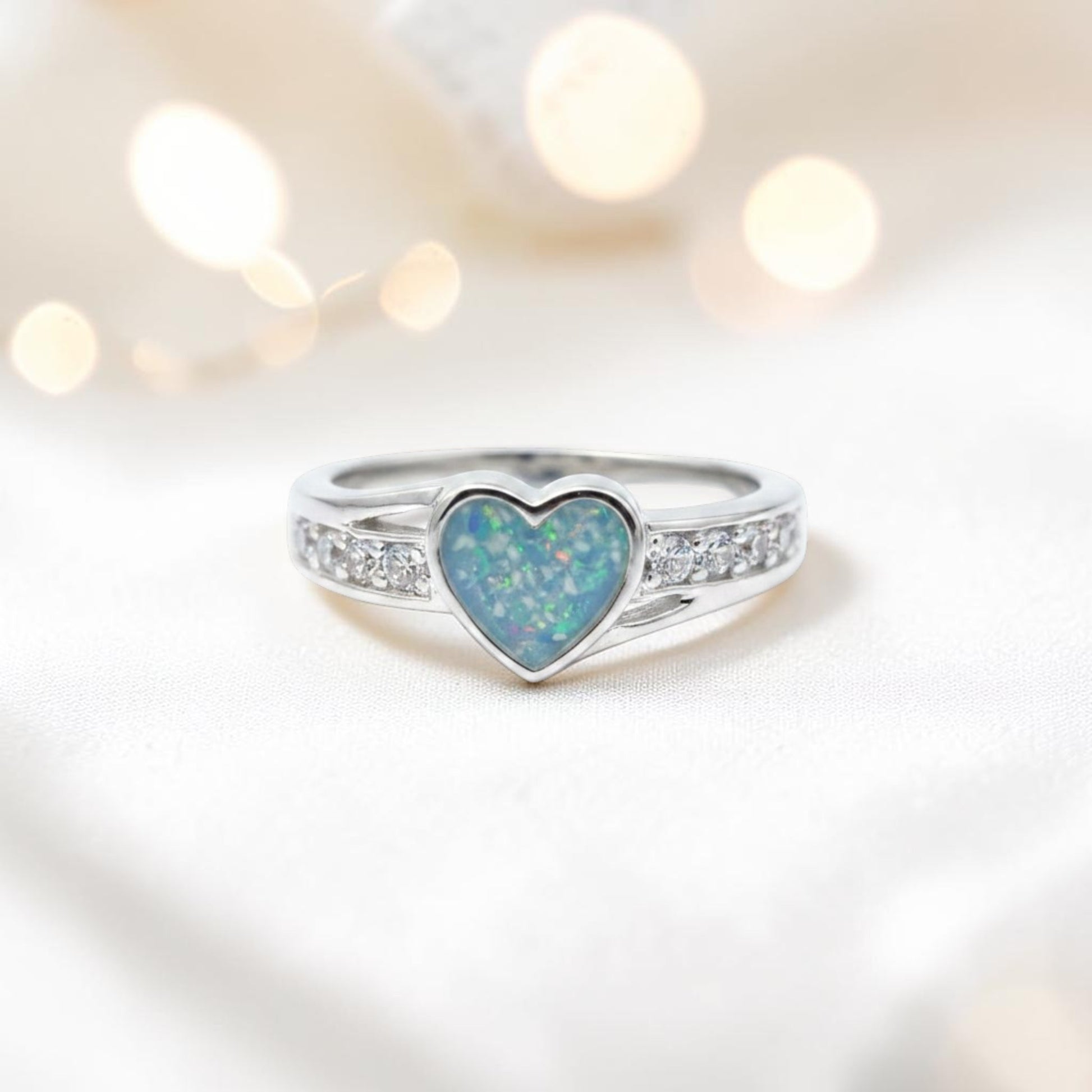 Silver heart shaped serenity ashes memorial ring with cz, handcrafted in Lancashire uk