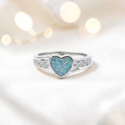 Silver heart shaped serenity ashes memorial ring with cz, handcrafted in Lancashire uk