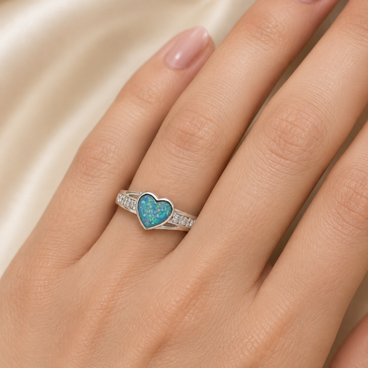 Serenity Ring — silver heart CZ ashes memorial ring, handcrafted in Lancashire, UK
