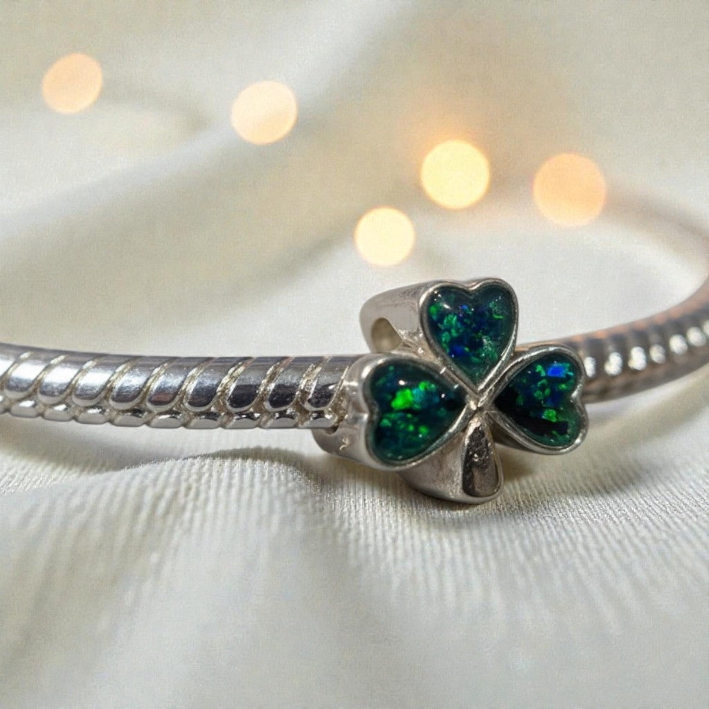 silver shamrock ashes charm bead