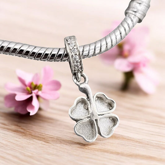 Silver Four Leaf Clover Dangle Charm