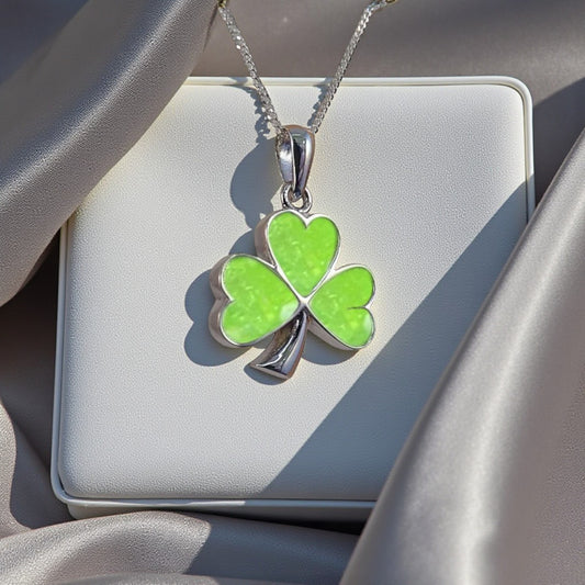 Silver shamrock pendant, hancrafted in Lancashire, UK