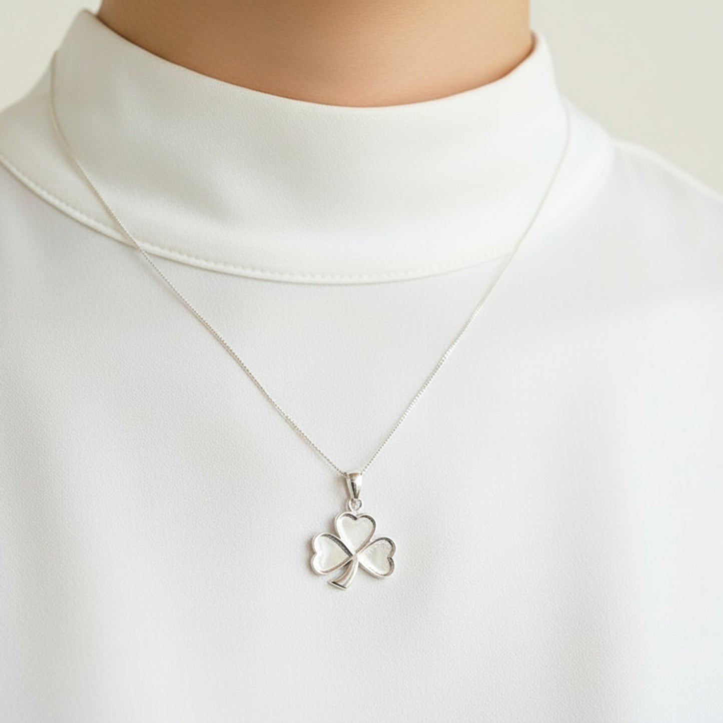 shamrock ashes pendant, on model uk