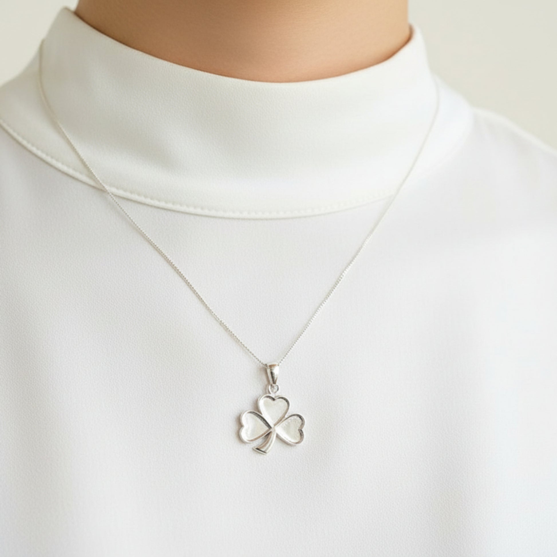 shamrock ashes pendant, on model uk