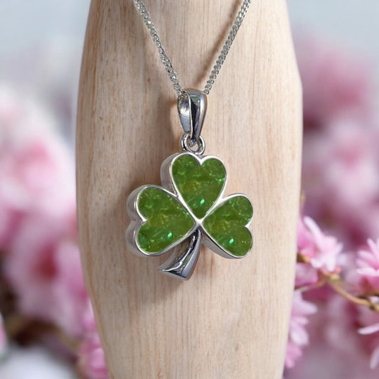 Solid 925 Silver Shamrock Pendant