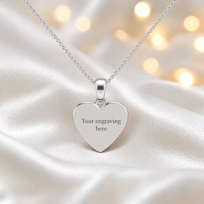 Engraved Shaula two heart memorial pendant, handcrafted in Lancashire UK - by Keepsake Memorial Jewellery