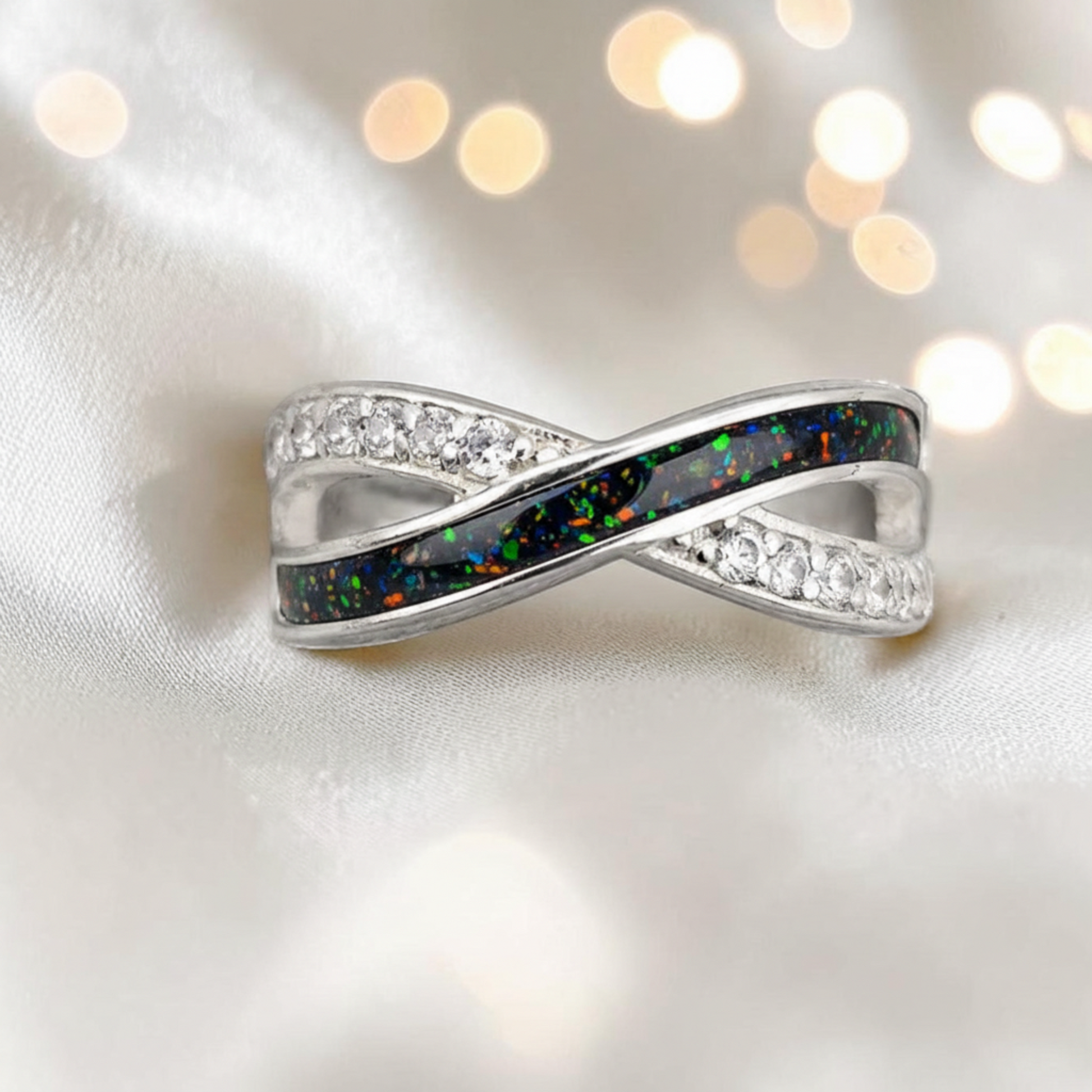 Silver Infinity memorial CZ Ring handcrafted in uk