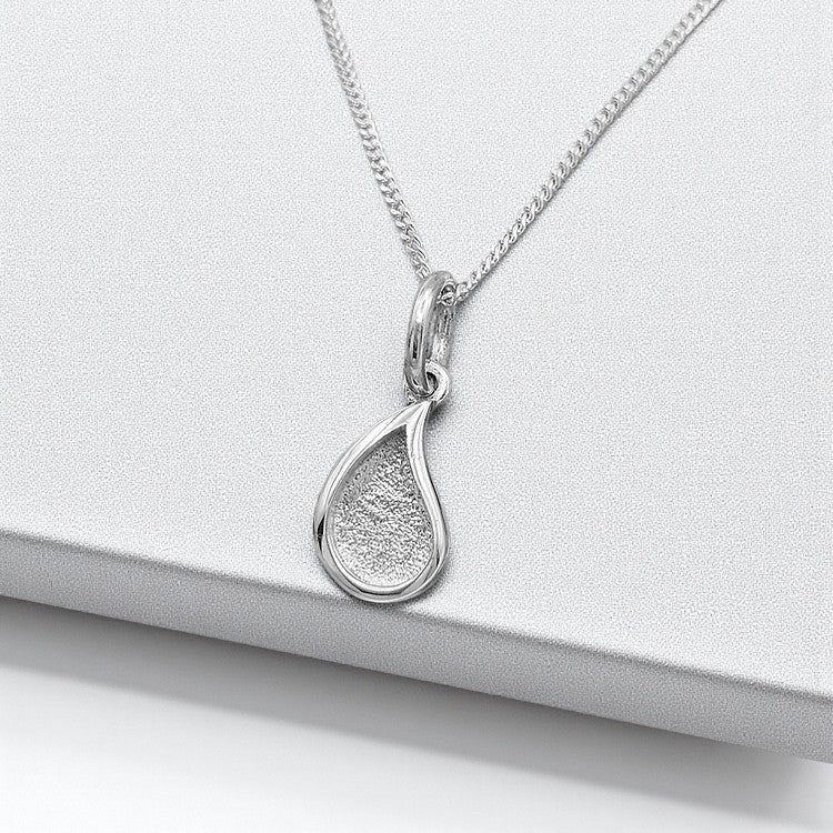 Silver Milk Drop keepsake pendant, handcrafted in Lancashire, UK