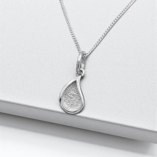 Silver Milk Drop keepsake pendant, handcrafted in Lancashire, UK
