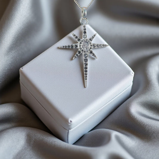 Silver star memorial pendant, handcrafted in Lancashire, UK