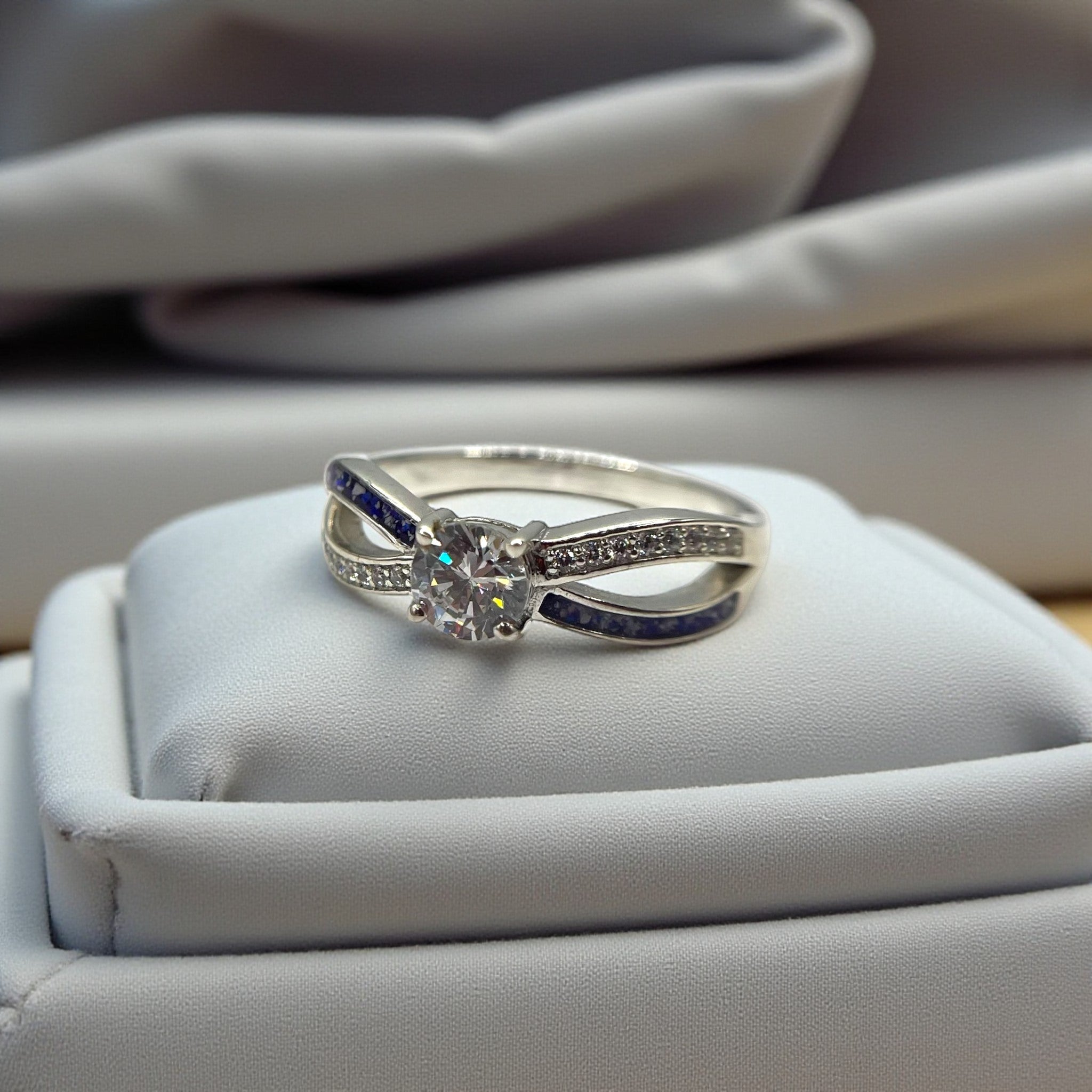 Silver infinity solitaire memorial ring, handcrafted in Lancashire, UK