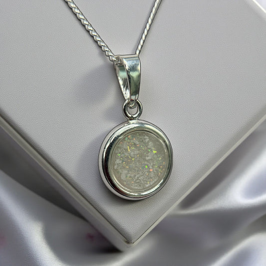 Silver round keepsake pendant, handcrafted in Lancashire, UK