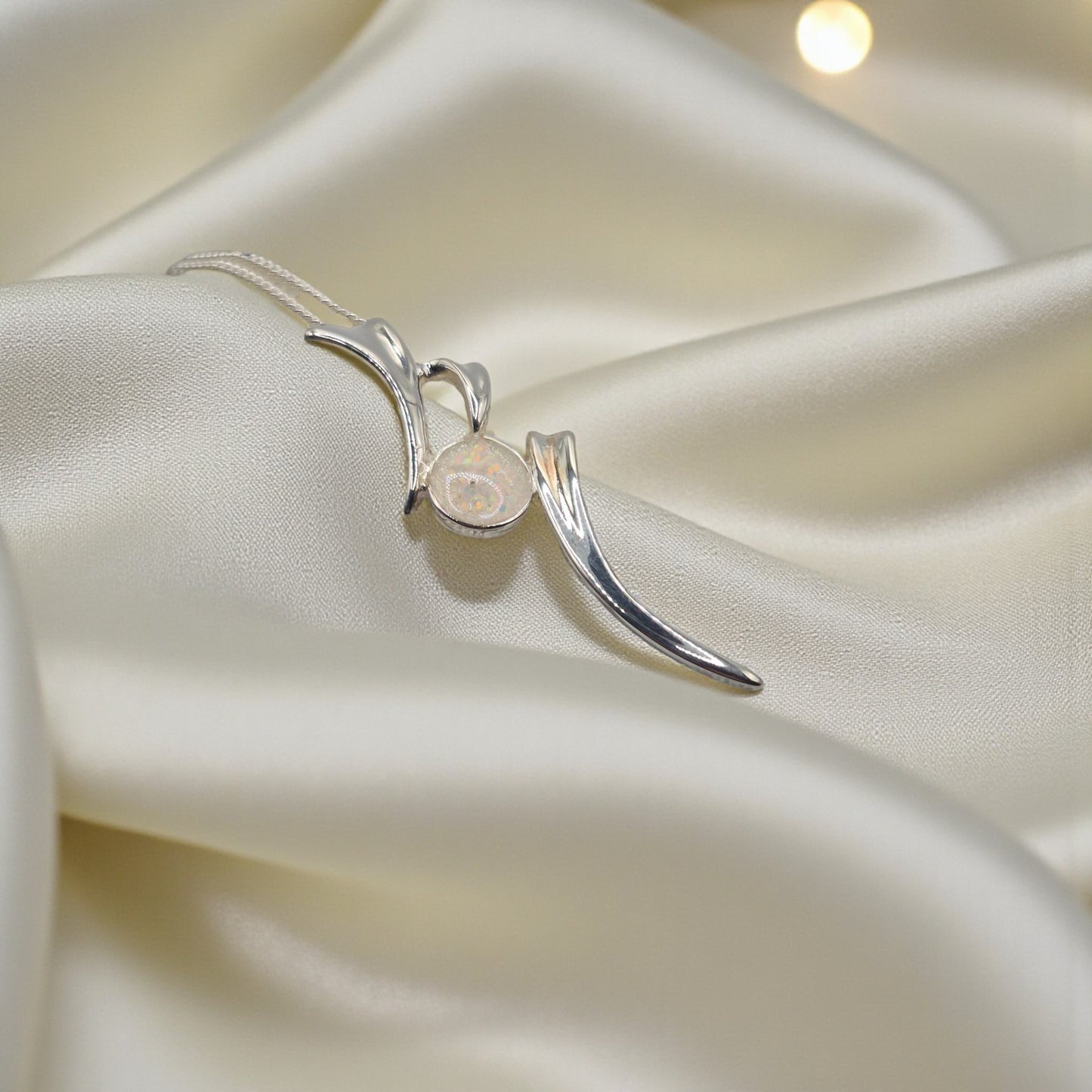 silver abstract memorial pendant, handcrafted in uk