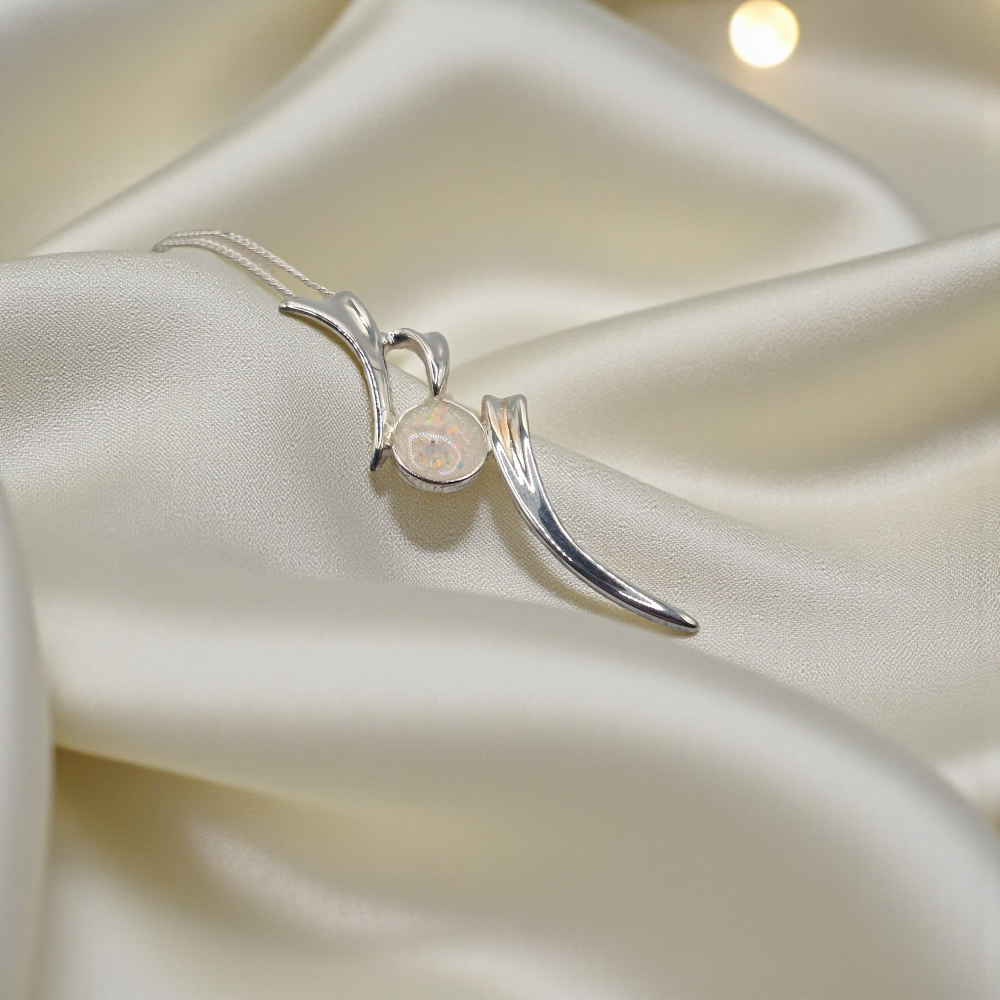 silver abstract memorial pendant, handcrafted in uk