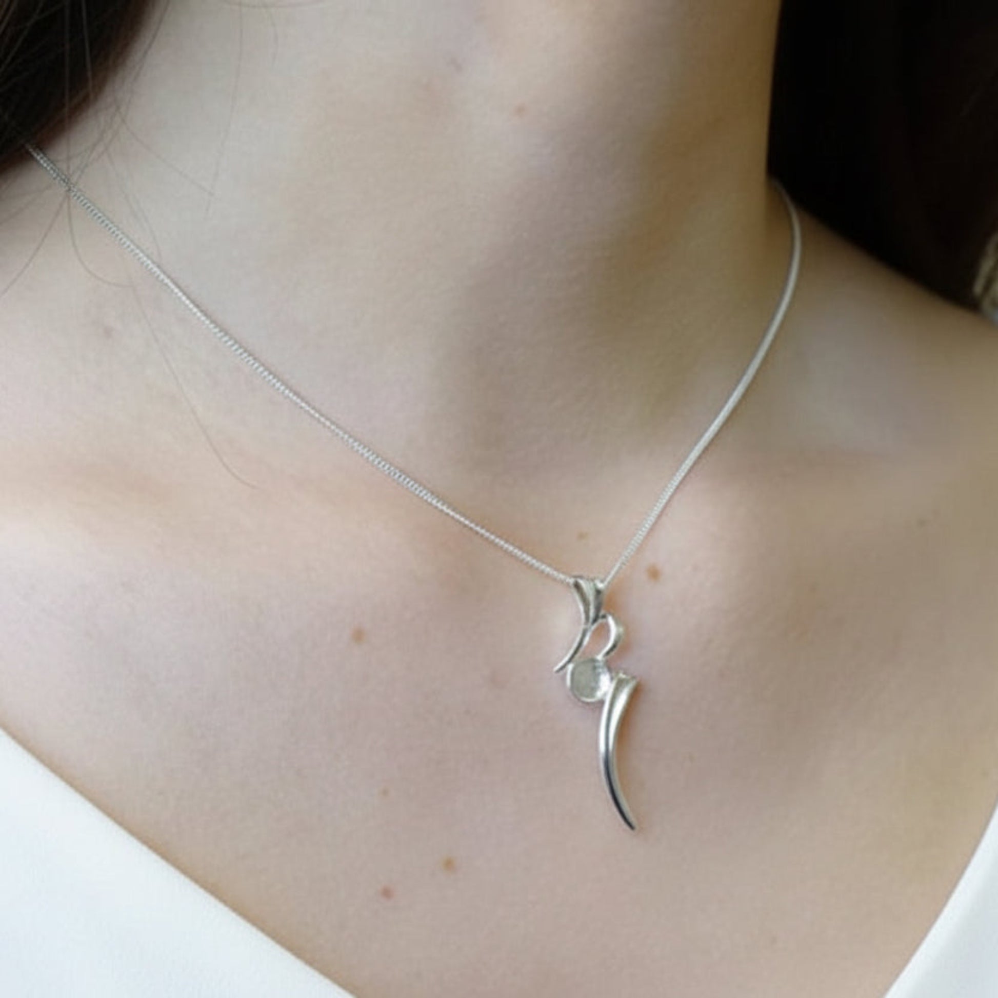 silver abstract memorial necklace, handcrafted in uk