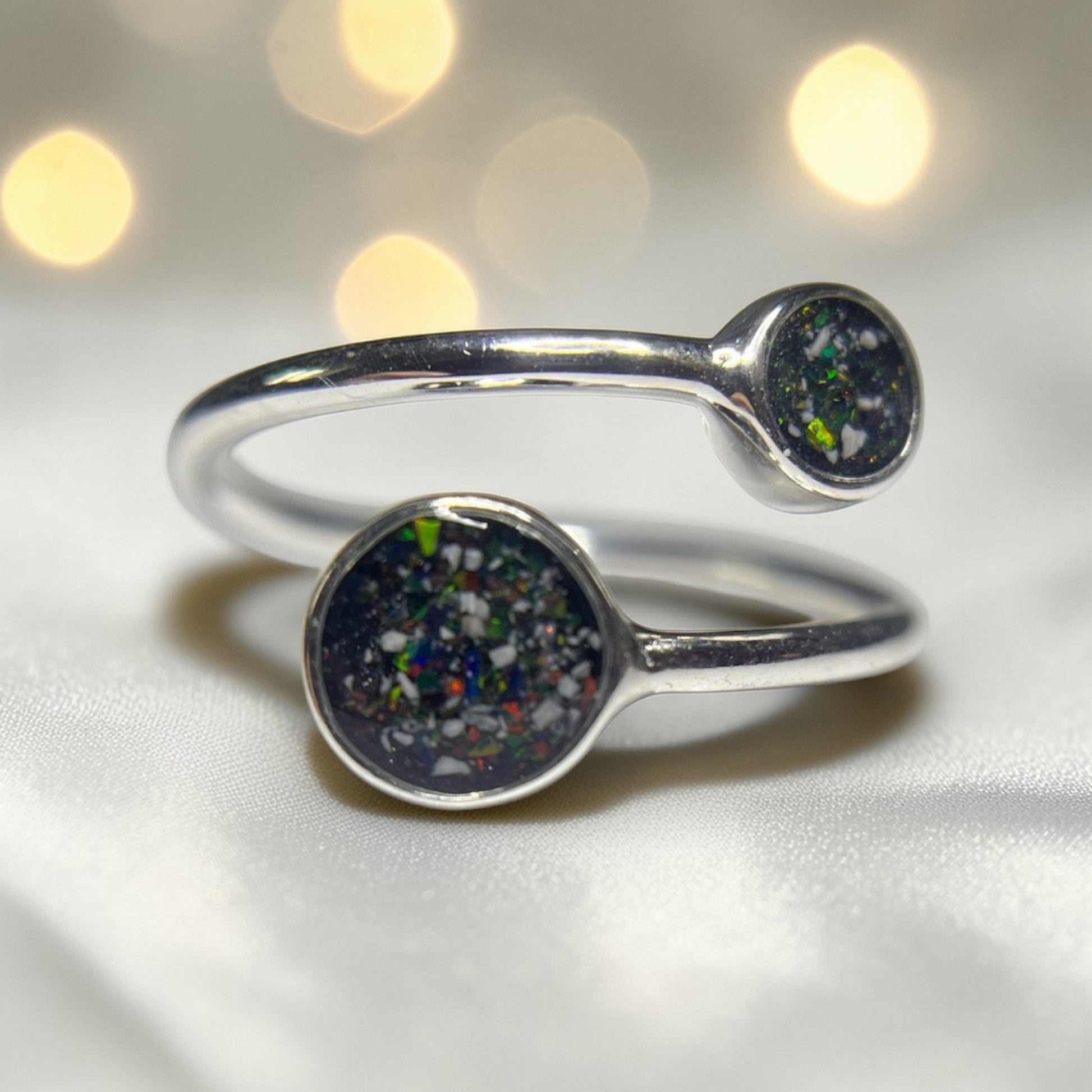 Elysia Ring — silver adjustable ashes memorial ring, handcrafted in Lancashire, UK