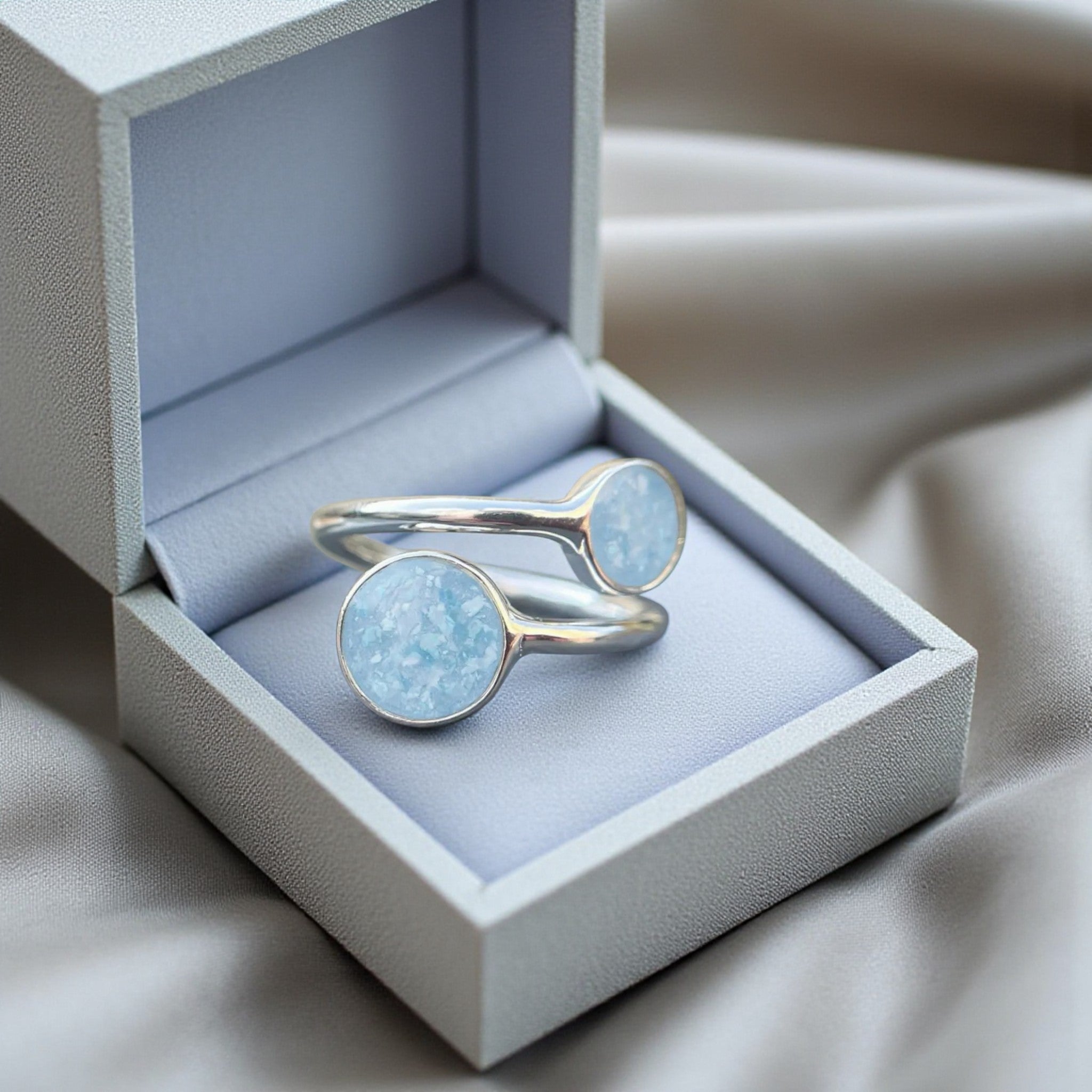 Silver adjustable memory jewellery ring, handcrafted in Lancashire UK