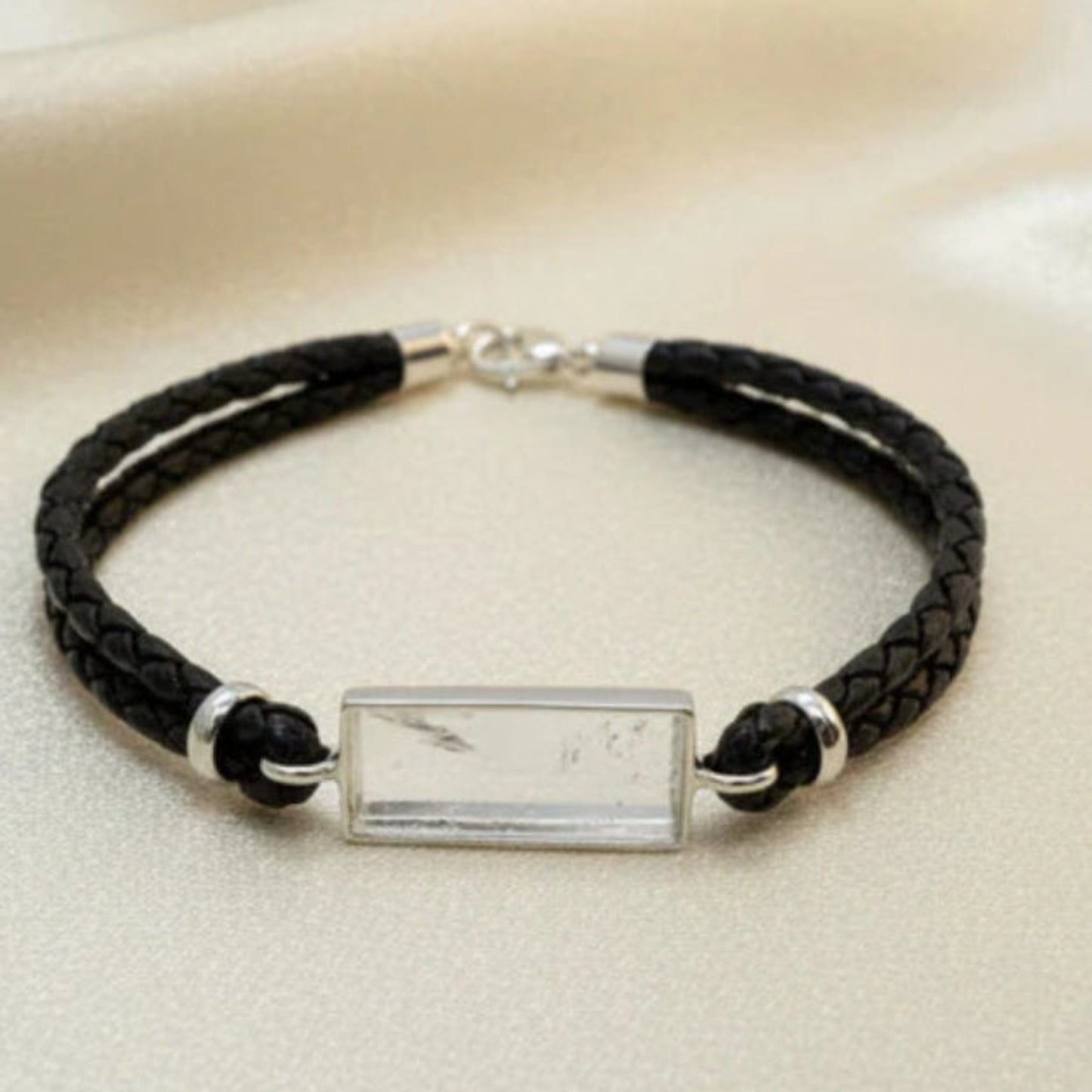 silver leather ashes memorial bracelet, handcrafted in lancashire
