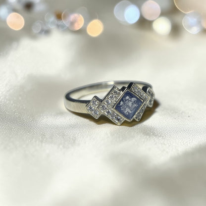 Michaela Ring — silver art deco style keepsake memorial ring, handcrafted in the UK