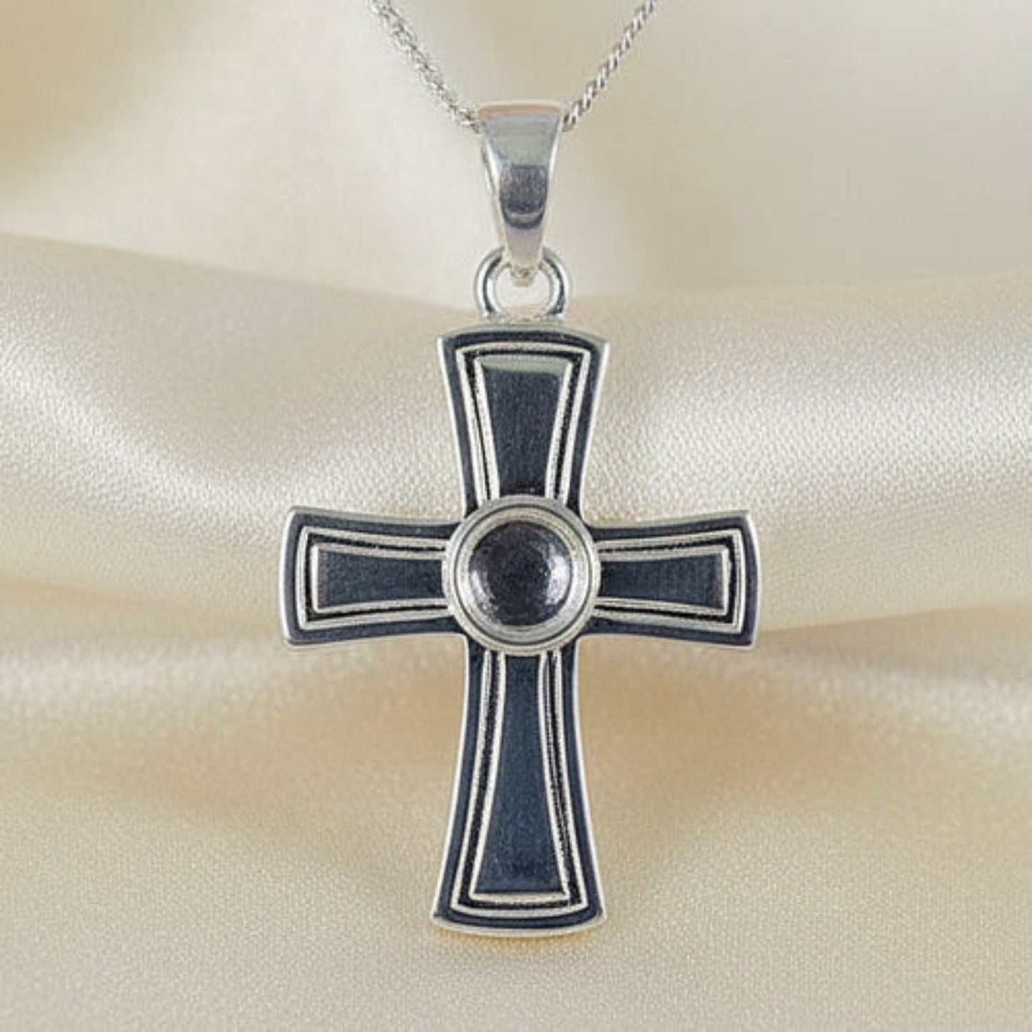 silver ashes memorial cross, handcrafted in uk