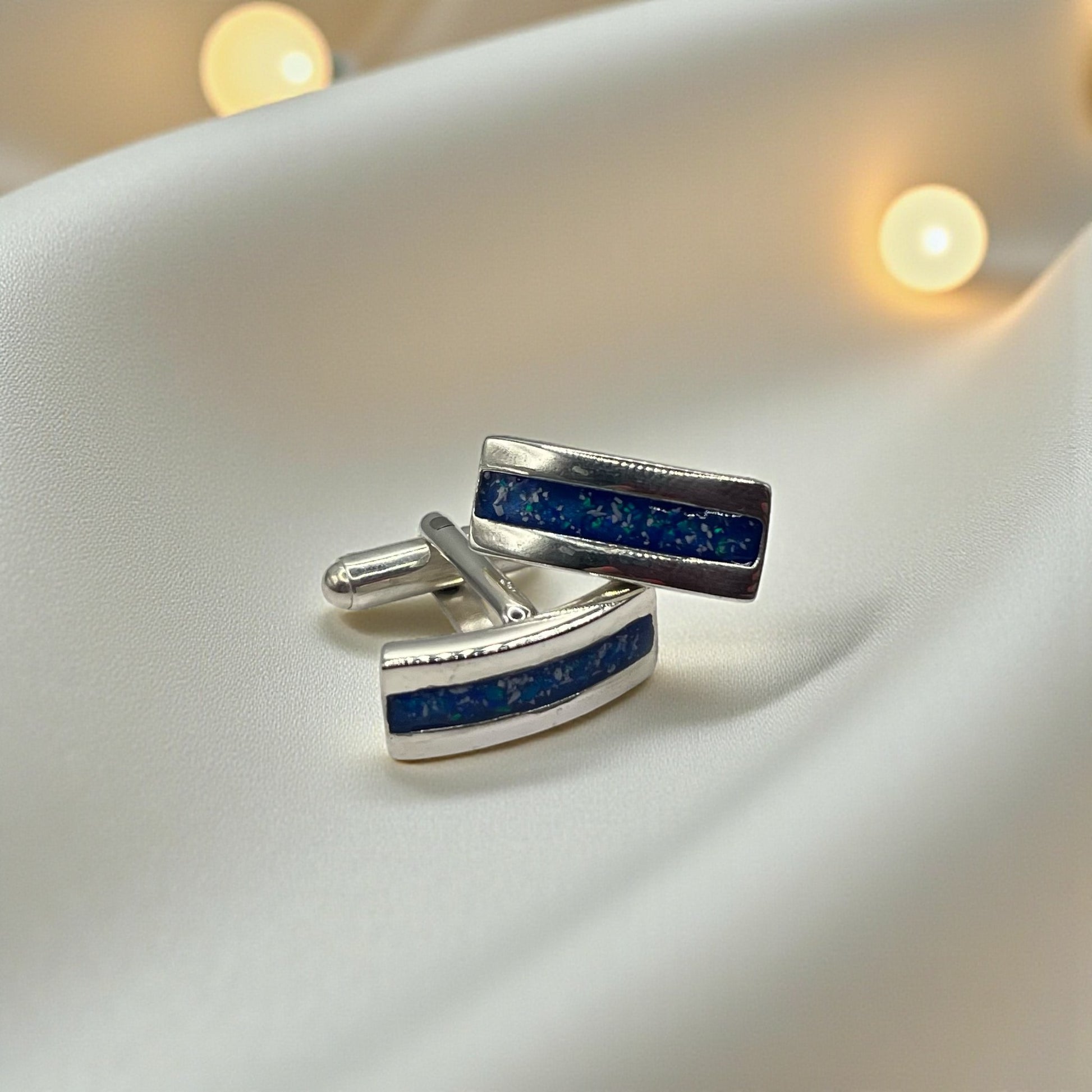 silver ashes memorial cufflinks, handcrafted in lancashire, uk
