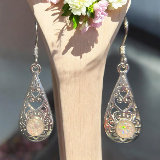 Striking Solid Silver Drop Earring