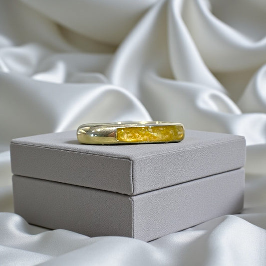 Silver ashes memorial ring, handcrafted in Rossendale, UK