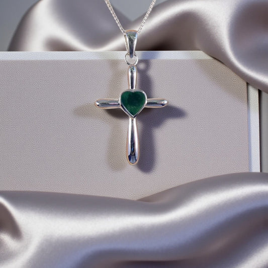 Silver Cross memorial pendant, handcrafted in Lancashire, UK