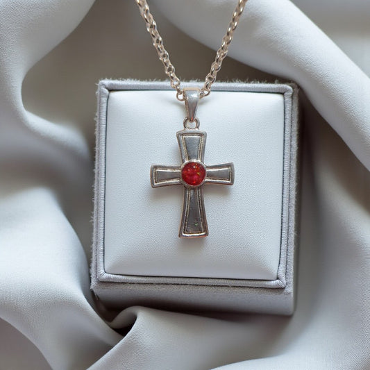 Silver Cross Memorial Pendant, handcrafted in Lancashire UK