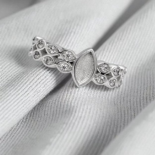 Silver crystal ashes/hair memorial ring, handcrafted in Lancashire, UK