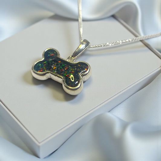 silver dog bone memorial pendant, handcrafted in Lancashire, UK