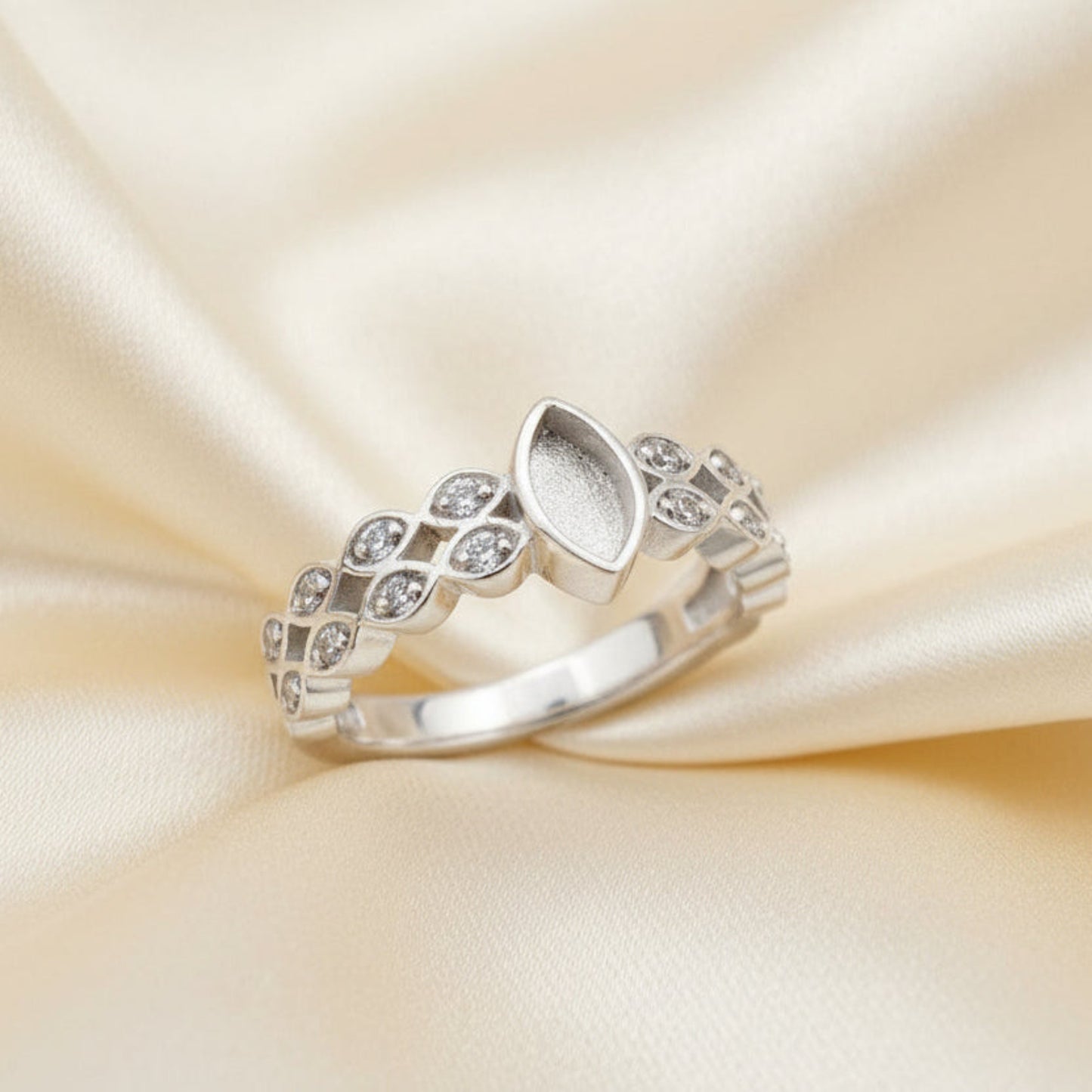 Serenata Ring — silver double CZ band ashes memorial ring, handcrafted in Lancashire, UK