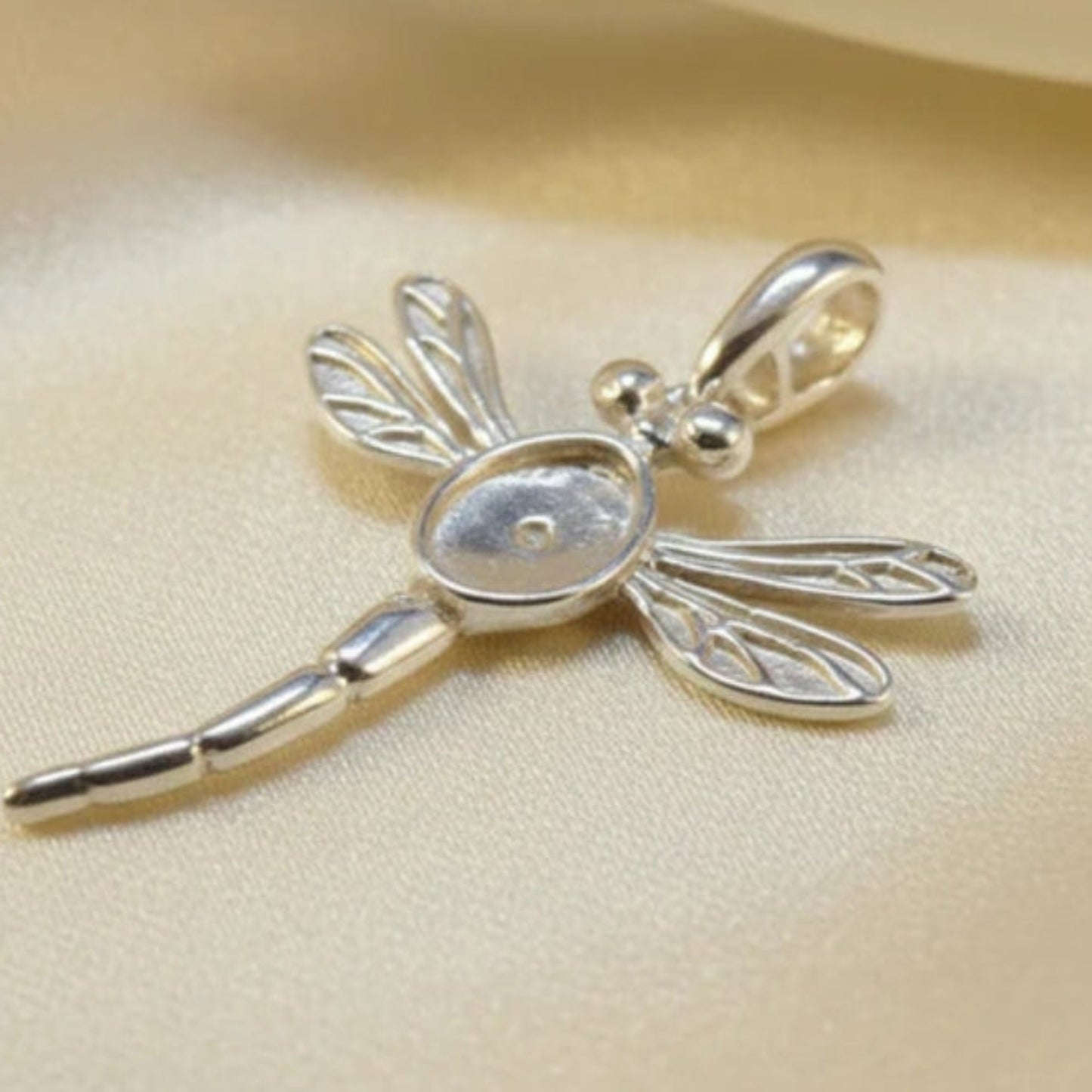 silver dragonfly ashes pendant, handcrafted in uk