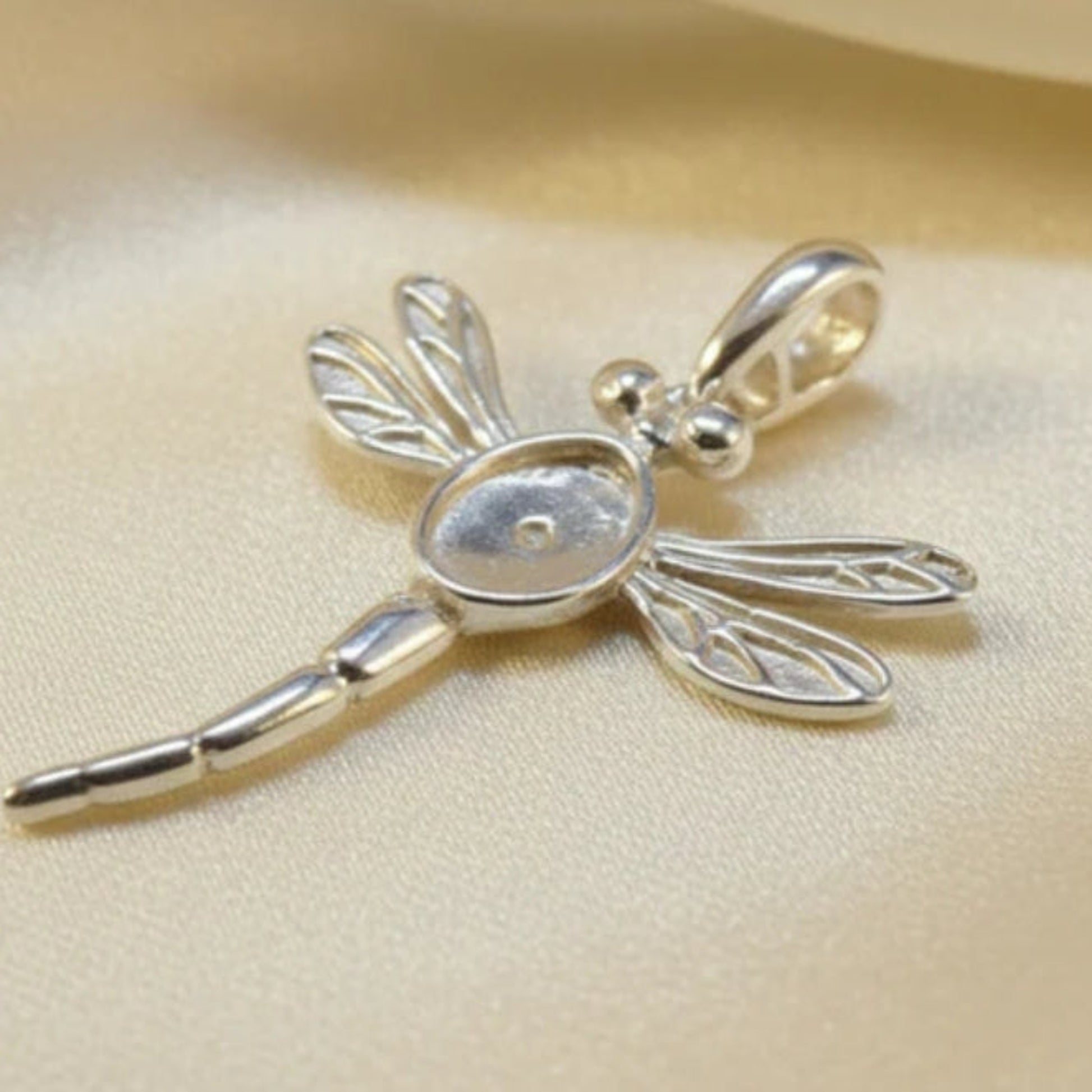 silver dragonfly ashes pendant, handcrafted in uk