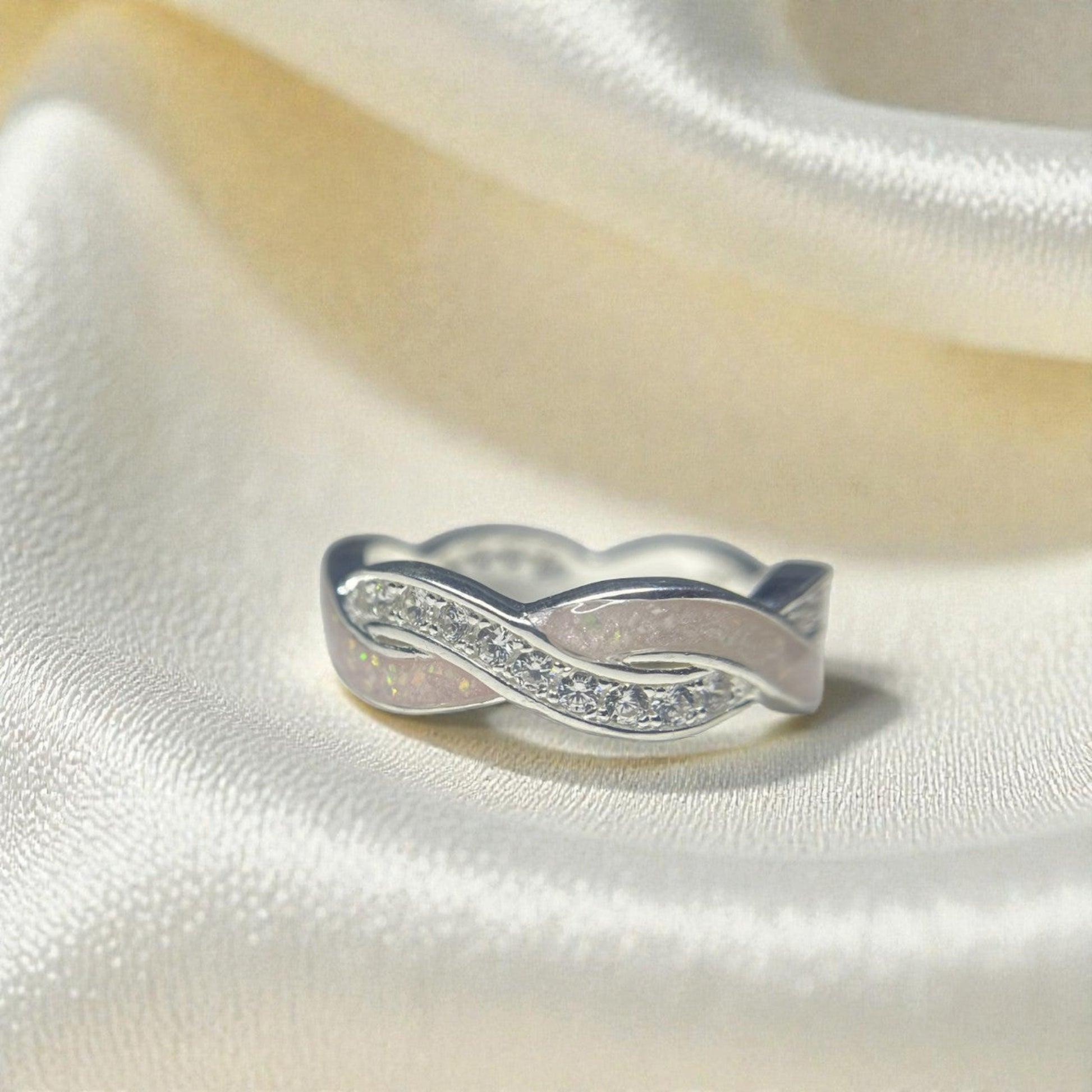 Grace Band — silver entwined ashes memorial ring, handcrafted in Lancashire, UK