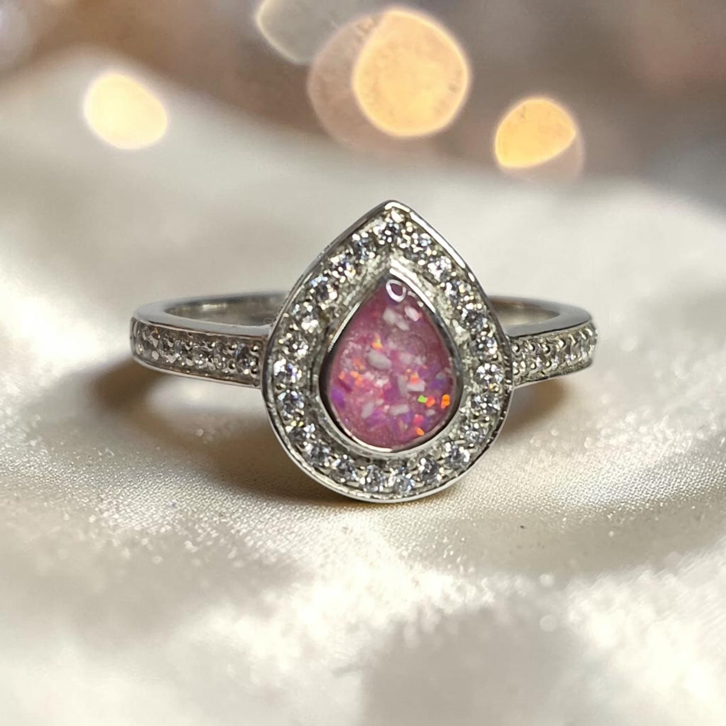 silver teardrop ashes memorial ring, handcrafted in uk
