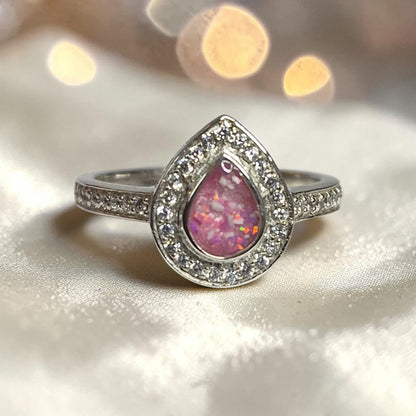 silver teardrop ashes memorial ring, handcrafted in uk