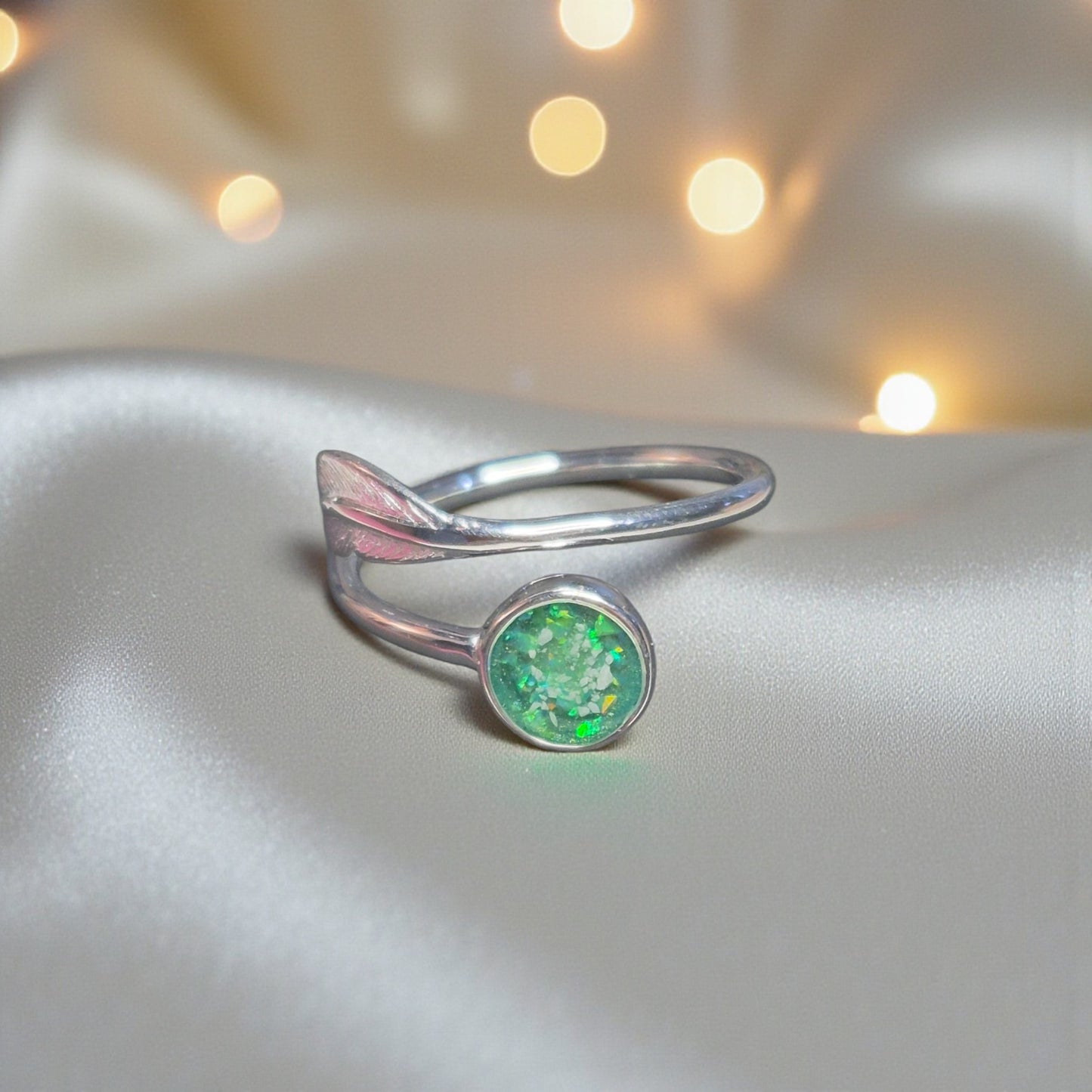 Feather Whisper Ring — silver feather ashes memorial ring, handcrafted in Lancashire, UK