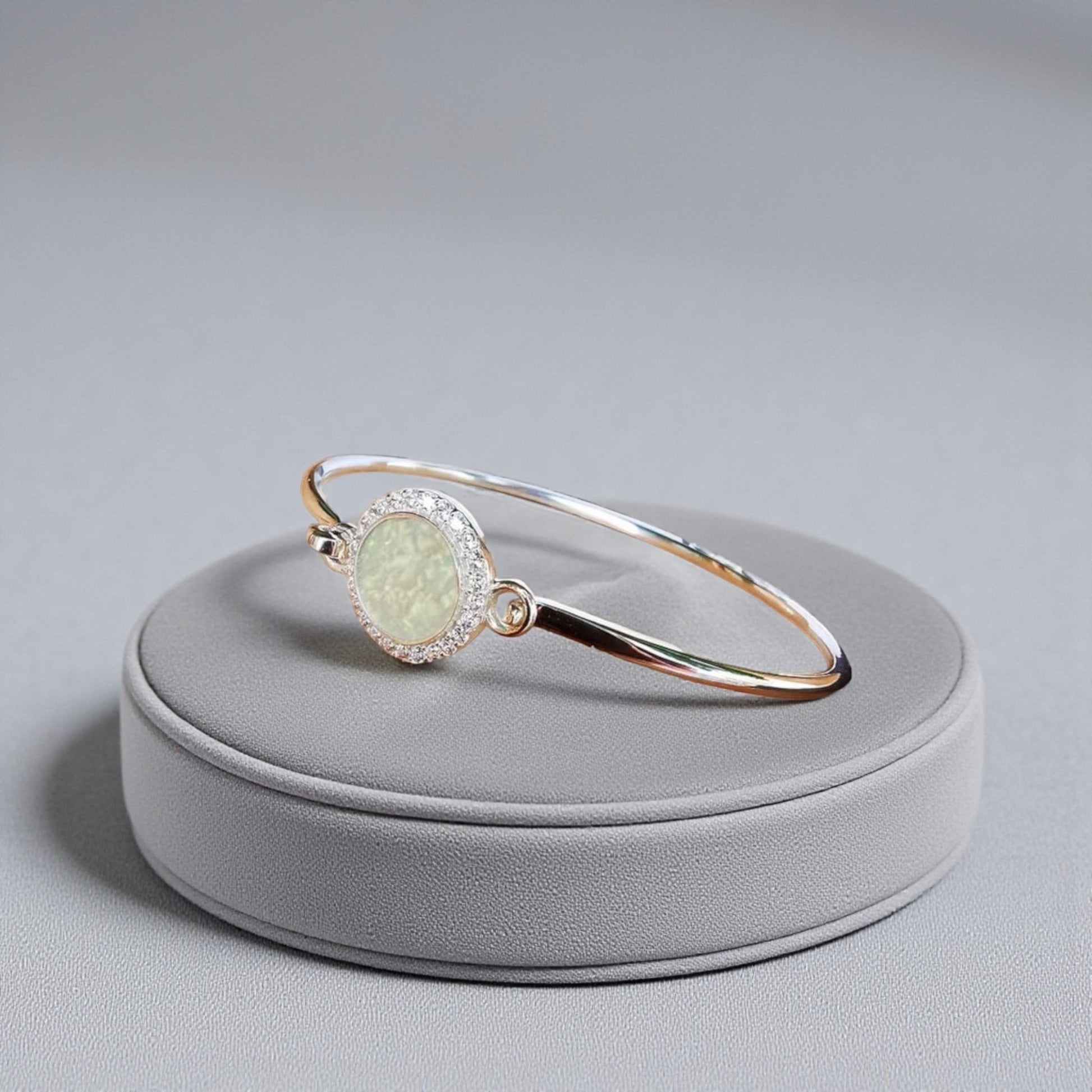 Silver crystal memorial bangle, handcrafted in Lancashire, UK