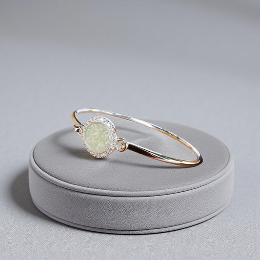 Silver crystal memorial bangle, handcrafted in Lancashire, UK