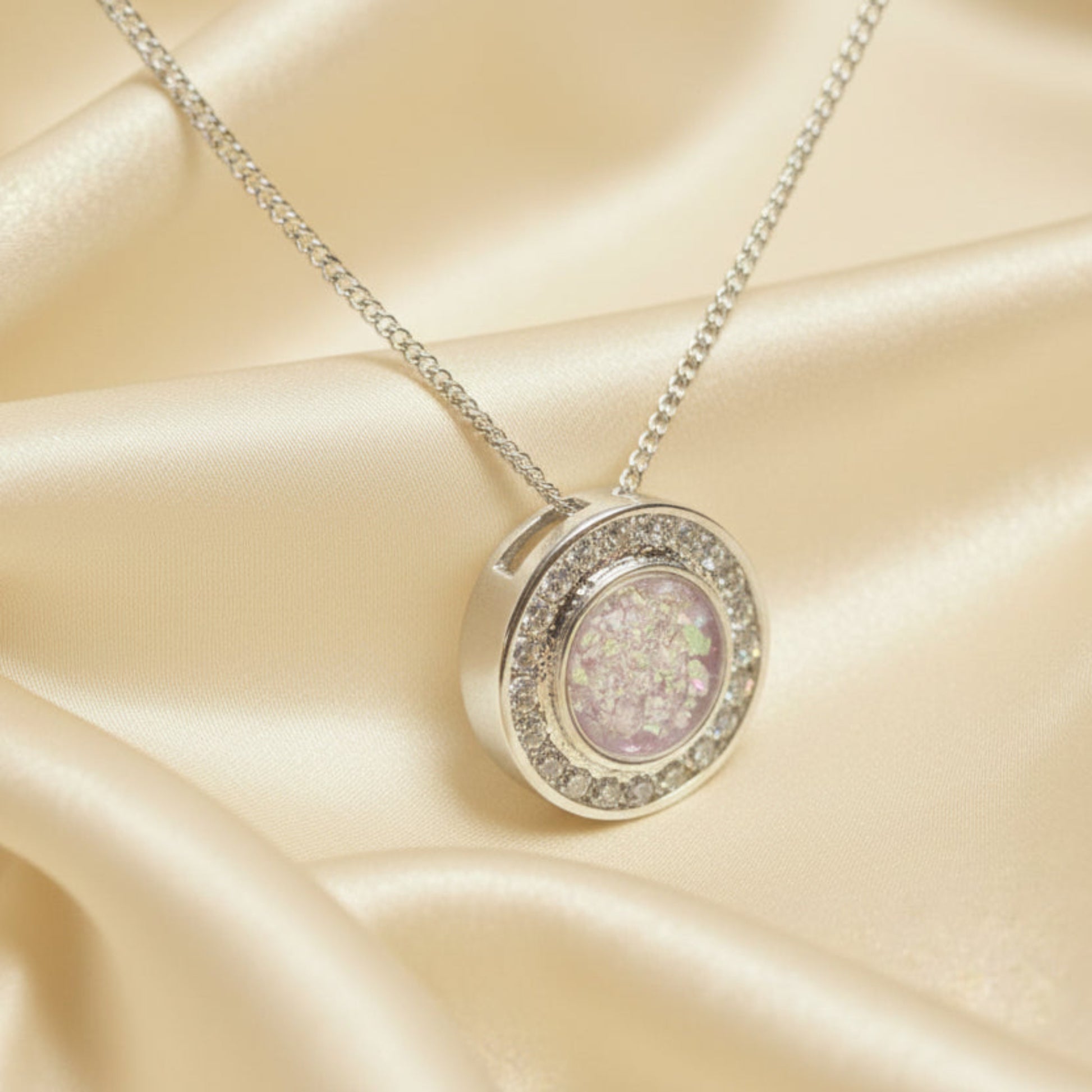 silver halo ashes memorial pendant, handcrafted in lancashire