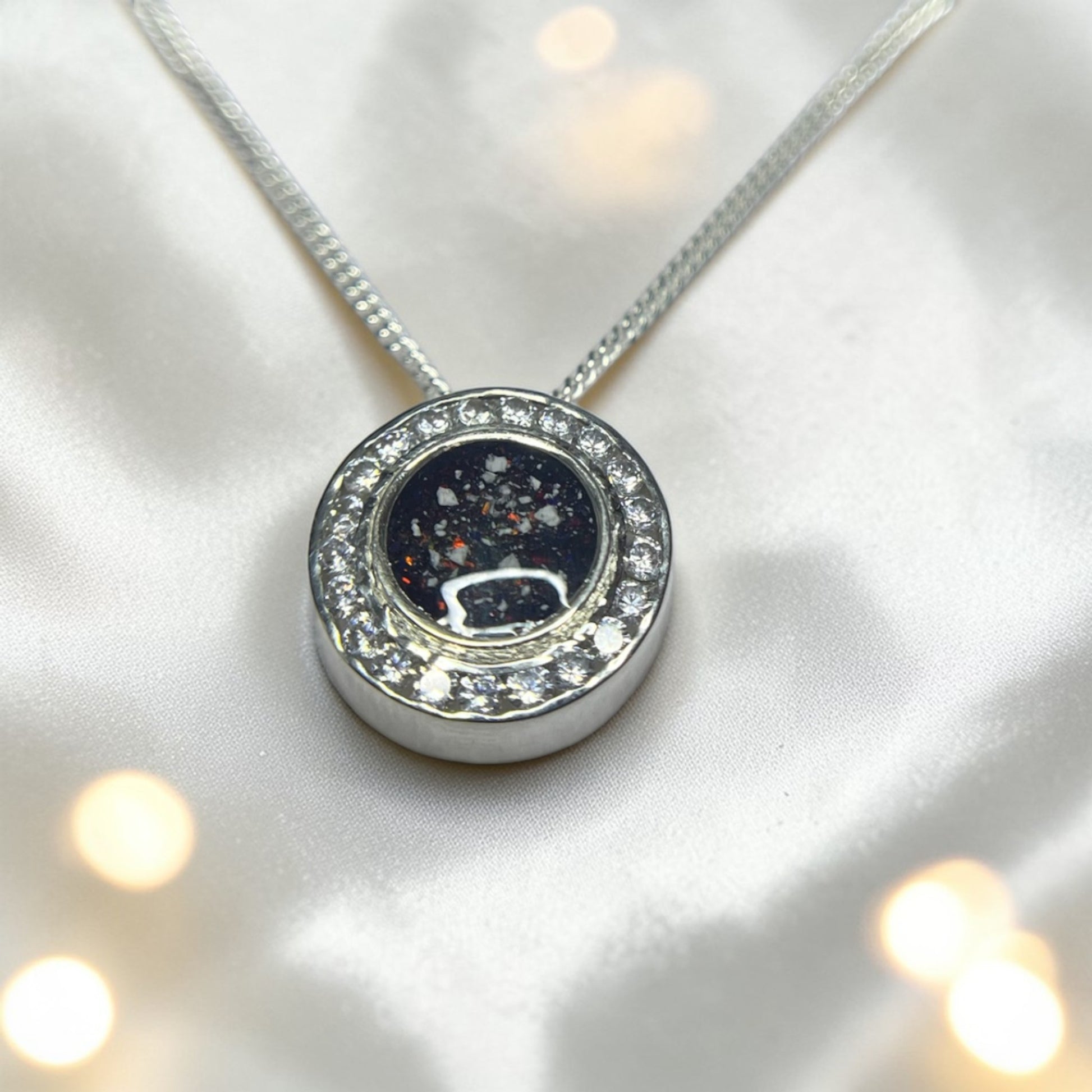 silver ashes memorial pendant, handcrafted in uk