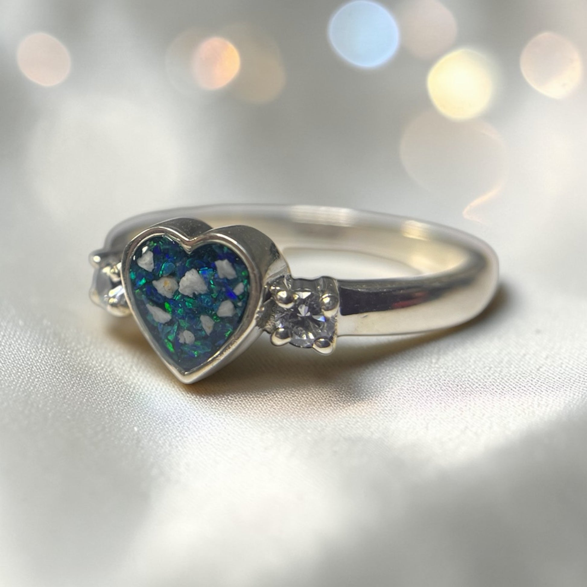 Valentina Ring — silver heart ashes memorial ring, handcrafted in the UK